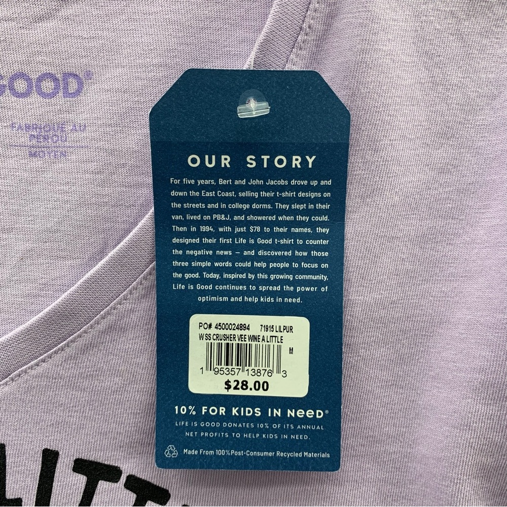 Life is Good Crusher T-Shirt Women’s M Purple Wine A Little Laugh A Lot Logo NWT - Picture 10 of 13